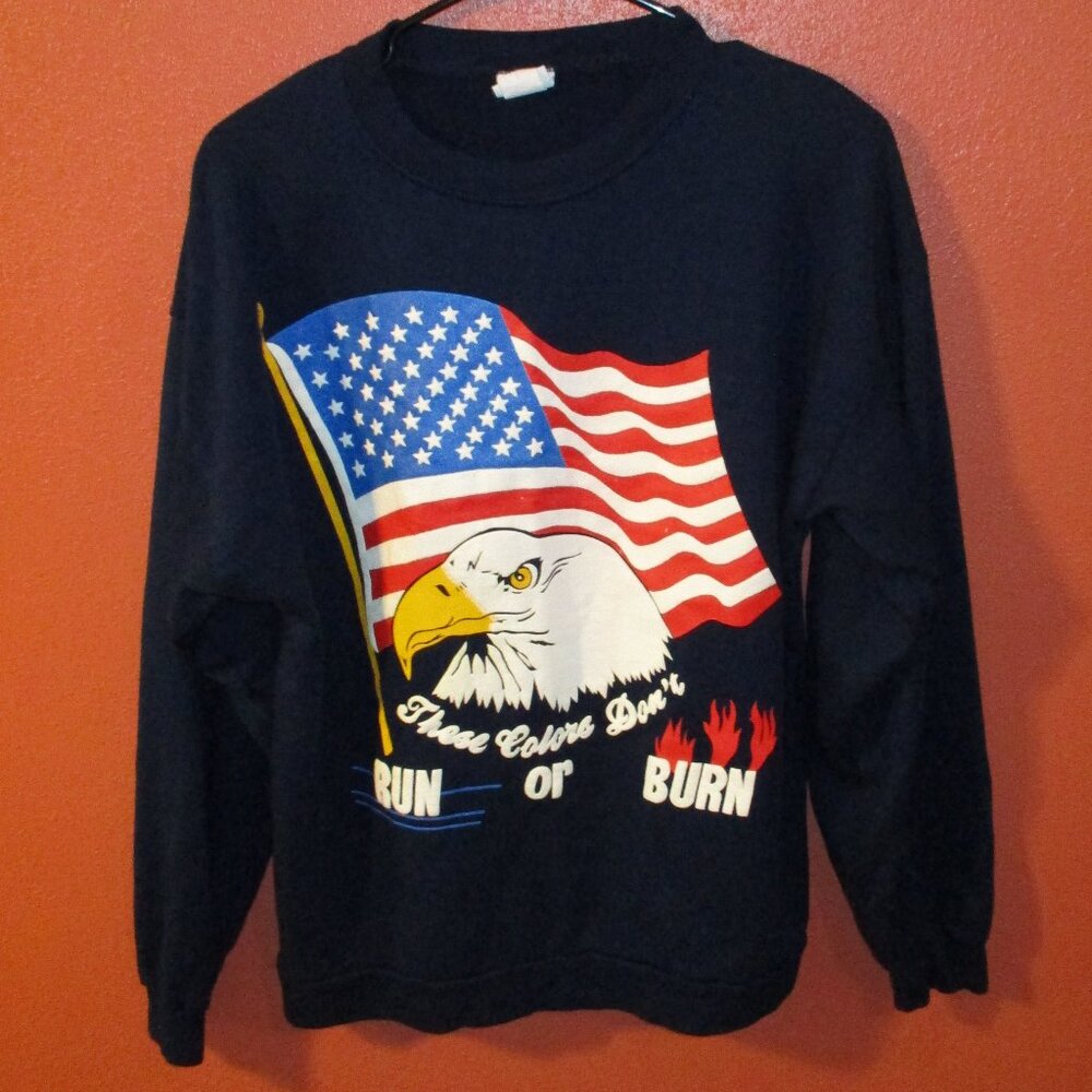 American Eagle Sweatshirt Haband Vintage 1990 Woman Large Red White Blue Yellow - Picture 5 of 7